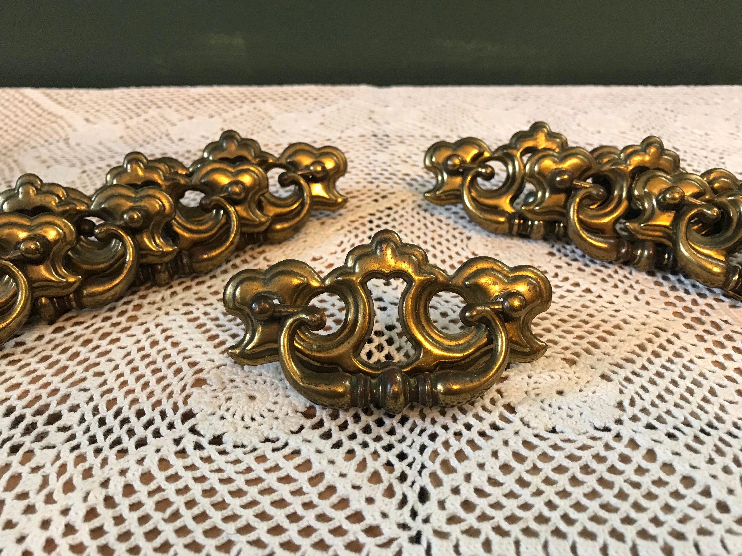 Vintage Brass Furniture Pulls Furniture Handles Set of 9 Etsy