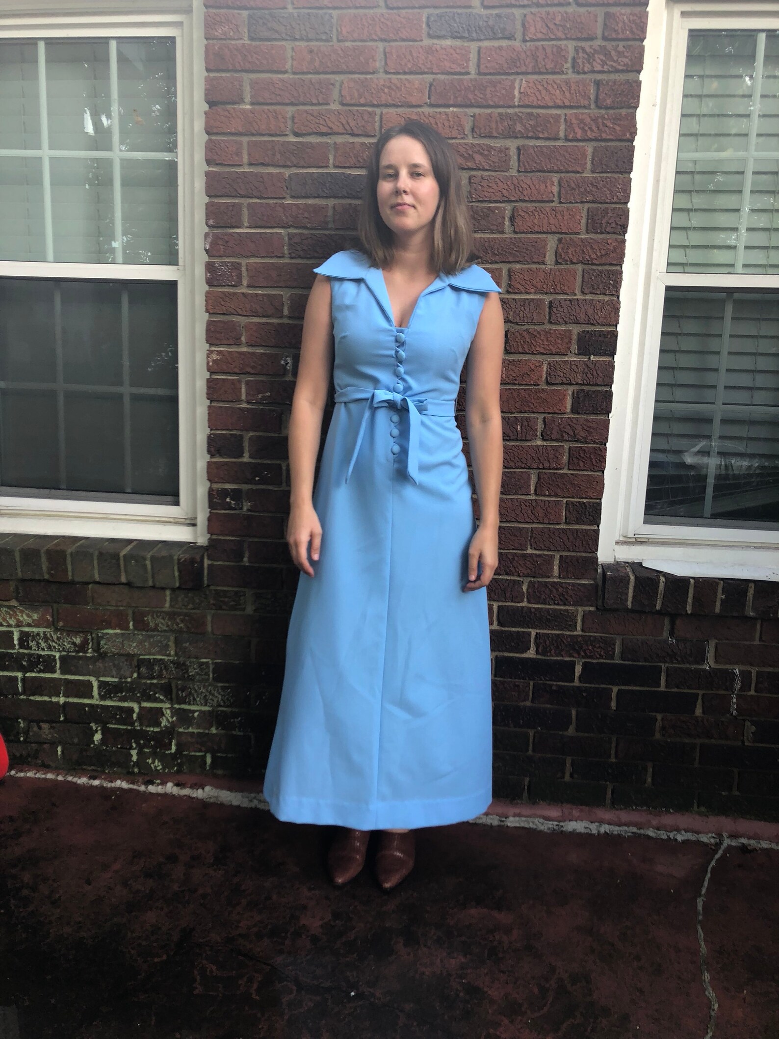 Vintage Powder Blue Maxi Dress Retro Sixties Full Length Baby Etsy