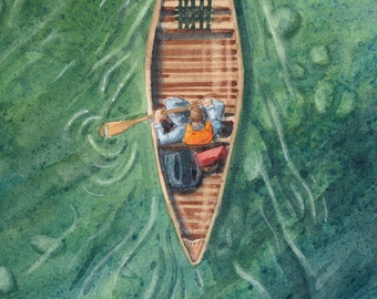 Canoe Watercolor Print