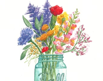 Snapdragon Bouquet Watercolor Print