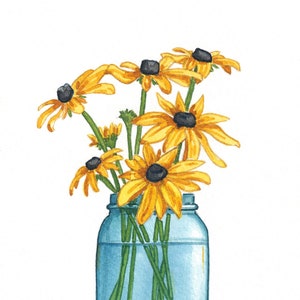 Black Eyed Susans Watercolor Bouquet