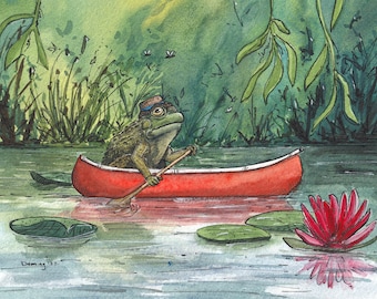 The Drifter: Canoeing Toad watercolor print