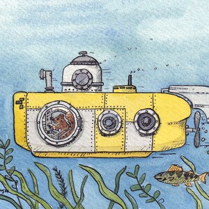 Critters Collection: Deep Sea Squirrel Watercolor Print