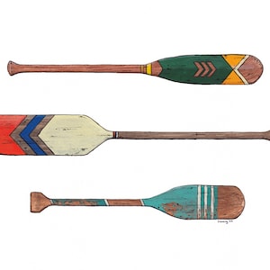 Lake Life: Vintage Paddles Watercolor Print