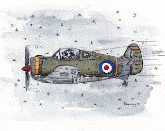 Winter Flight: Matted Watercolor Print