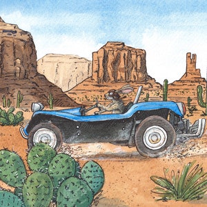 Desert Buggy: Matted Watercolor Print