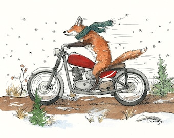 Dashing Through the Snow: Matted Watercolor Print