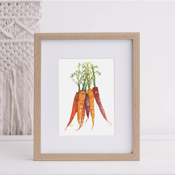 にんじんのマット水彩画、夏のキッチンの絵画、野菜アート - Etsy 日本