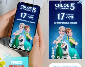 Frozen Birthday Digital Invitation with Bonus Video Free, Digital Kids Party Invite Template | FROZEN Disney