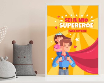 Personalized Father's Day Picture - Dad You're My Superhero (for a girl)