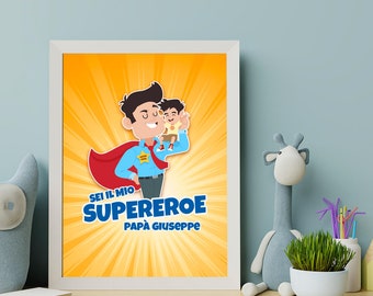 Personalized Father's Day Picture - Dad, You're My Superhero (for a boy)