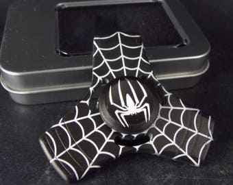 Metallic Fidget Tri Hand Spinner Finger Spin Marvel Black Spiderman Stress Reduce Adult Kid Toy
