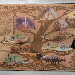 God Of War Ragnarok op maat gemaakte stoffen kaart van Yggdrasil 9 Realms (groot)