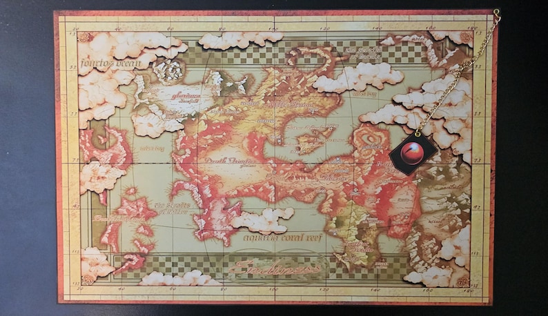 Legend Of The Dragoon Custom Made Cloth Map of Endiness 15 1/2 x 10 1/2 Inch