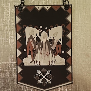Monster Hunter Elder Dragon Blackveil Vaal Hazak Custom Made Mini Cloth Banner