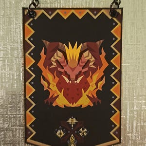 Monster Hunter Elder Dragon Teostra Custom Made Mini Cloth Banner