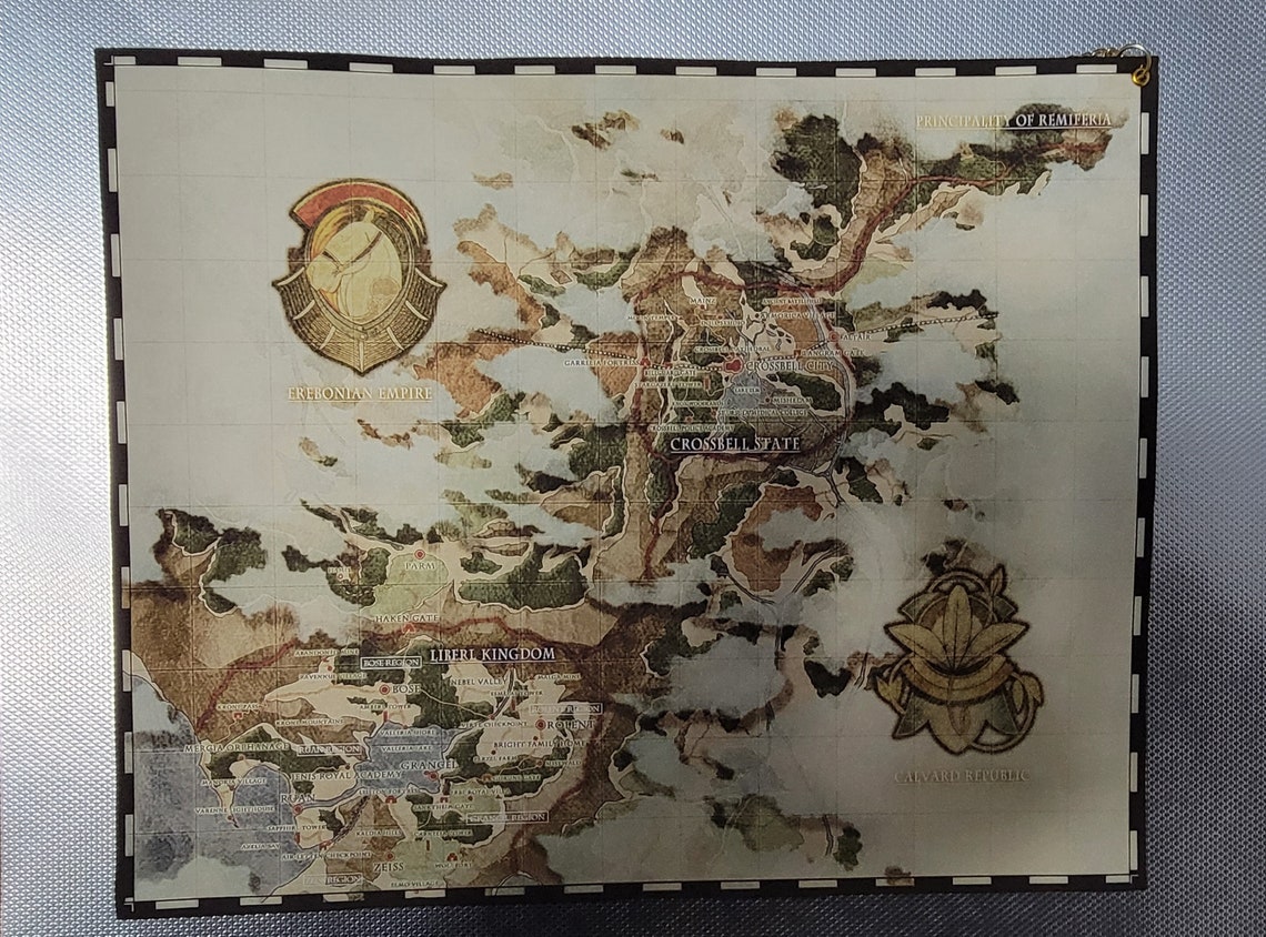 Trails of Cold Steel Map of Zemuria With Thor's Academy Charm - Etsy