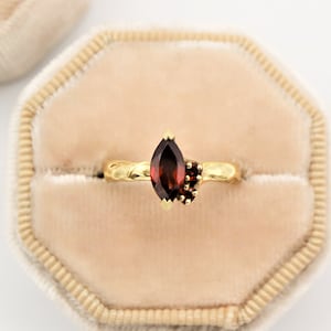 Natural garnet engagement ring, red stone engagement ring, 18k gold ring, fine jewelry ring, unique engagement ring, gold ring