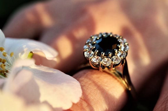 Black Stone Engagement Ring Oval Black Onyx Stone Engagement Etsy