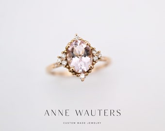 Vintage ring with morganite and diamonds