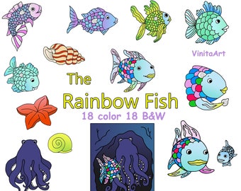 Rainbow Fish Clipart Etsy