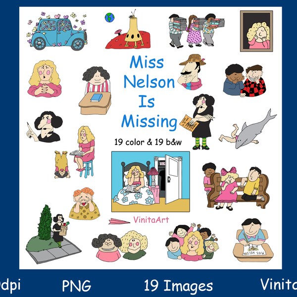 Miss Nelson Is Missing, Story book, clip art, Clip Art, Clipart Miss Nelson, Digital Stamps