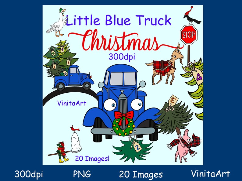 Little Blue Truck Christmas Clipart Digital Download - Etsy