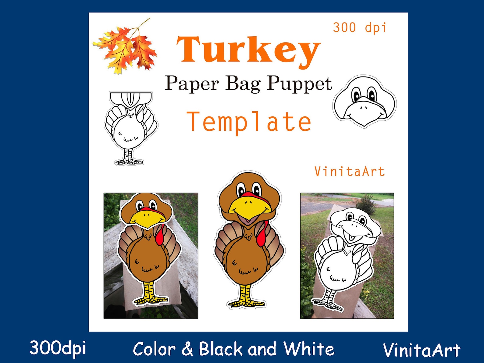 Printable Turkey Puppet Paper Bag Puppet Digital Download - Etsy