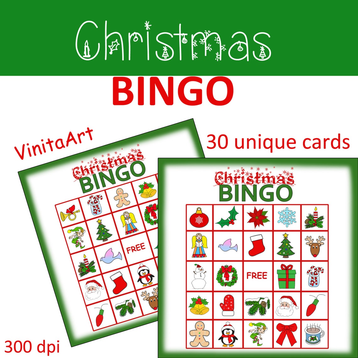 Christmas Bingo Bingo Game Holiday Game Printable Digital - Etsy