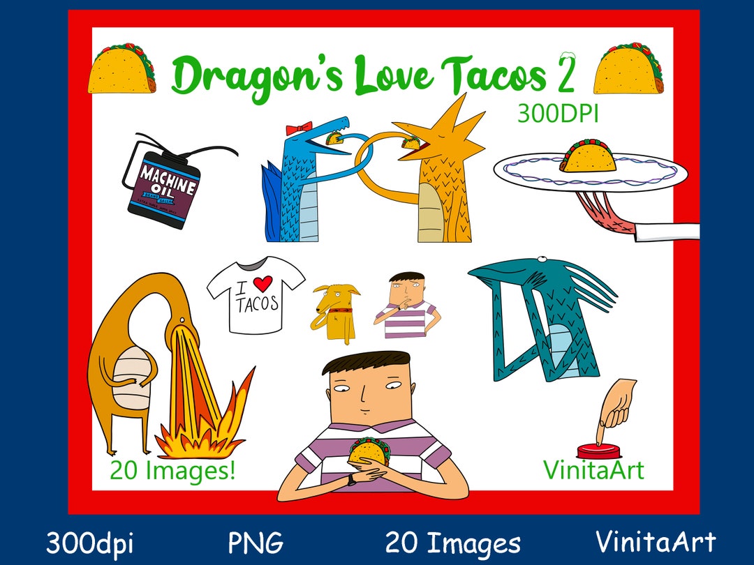 Dragons Love Tacos 2, Storybook Clipart , Digital Download, Digital ...
