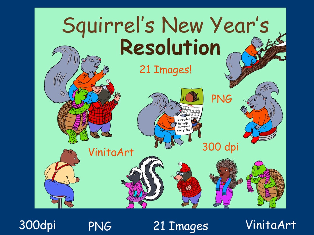 Squirrel's New Year's Resolution Storybook Clipart Etsy