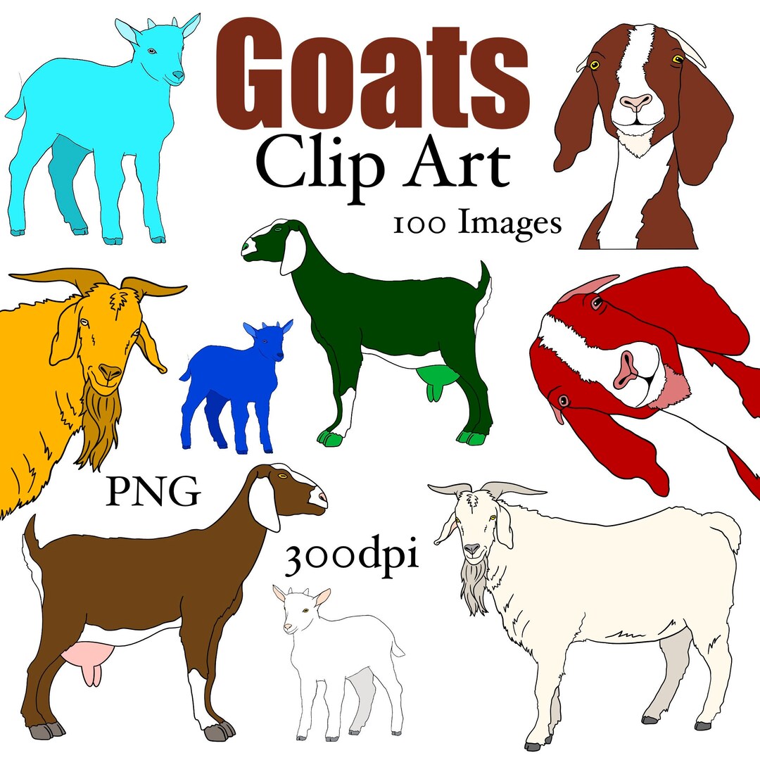 Goat Clipart, Dairy Goats, Farm Animals, 100 Images, Commercial Use
