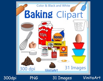 Baking clipart, Recipe images, digital downloads, printables, Digital Stamps, food