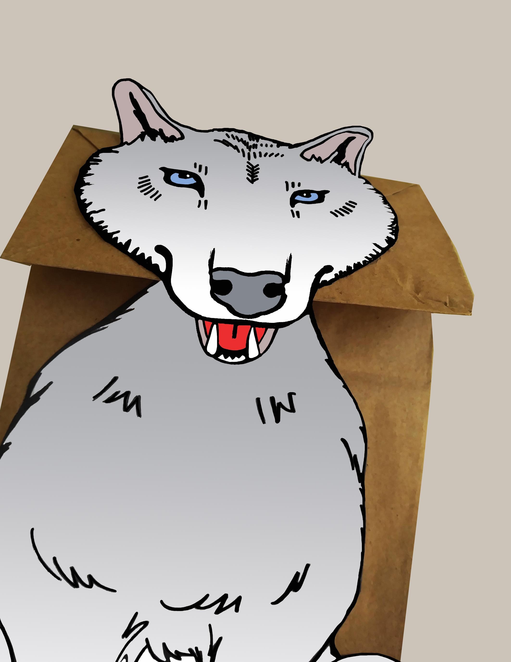 wolf-paper-bag-puppet-puppet-template-wolf-paper-bag-etsy