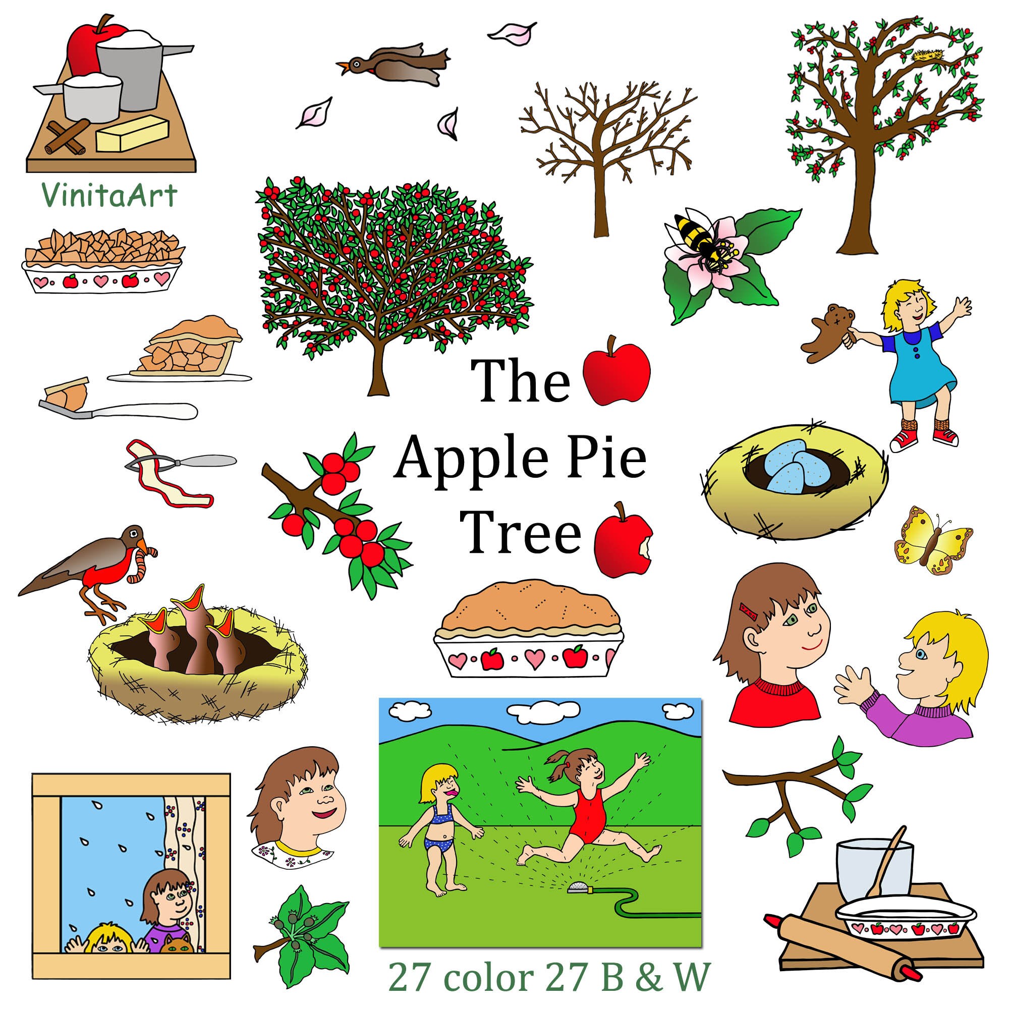 The Apple Pie Tree Clip Art Pie Making Clip Art Apple - Etsy