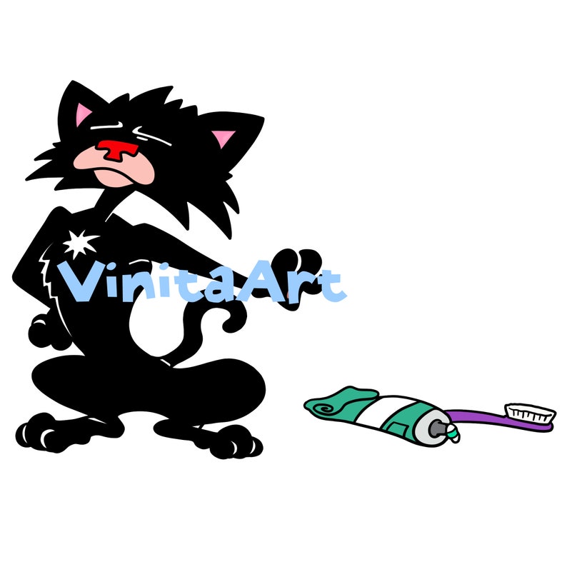 Bedtime For Bad Kitty, storybook clipart, printable, digital download image 3