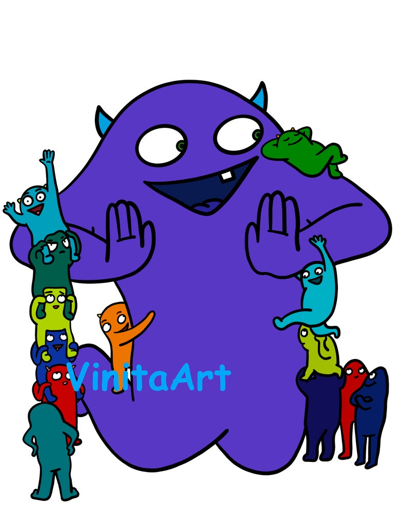 Halloween Monster Clipart Don't Push the Button Etsy