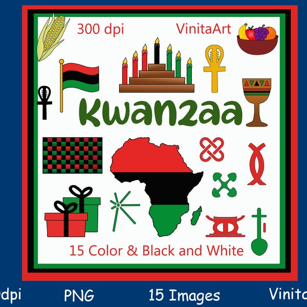 Kwanzaa clipart, imprimible, descarga digital, África, vacaciones, Sellos digitales