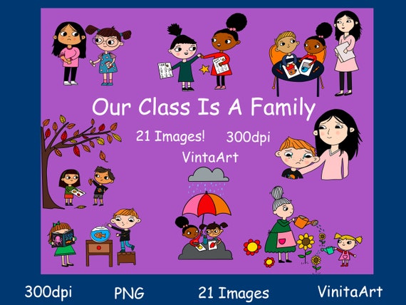 Our Class is A Family, Storybook Clipart, Digital Download