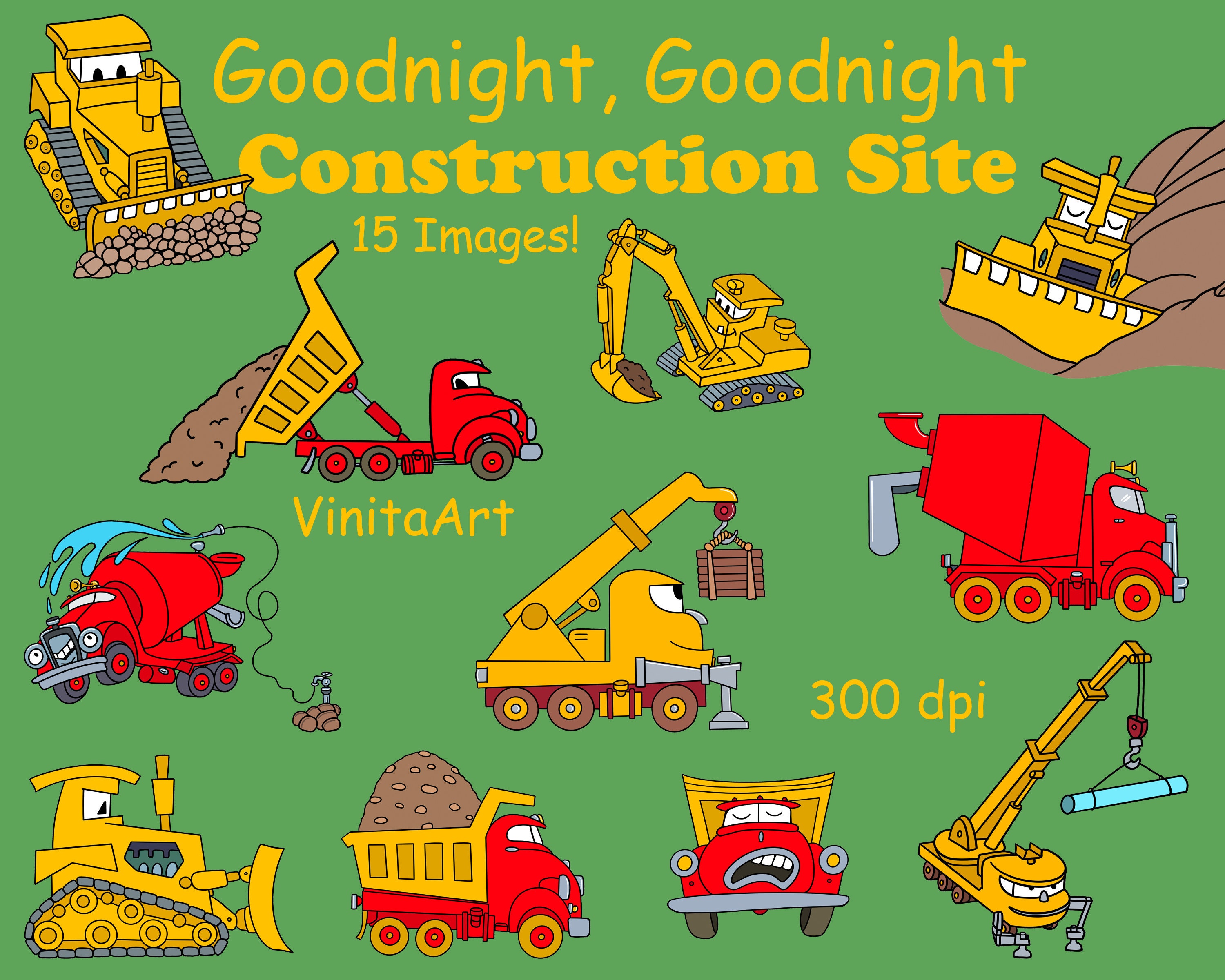 Goodnight Goodnight Construction Site. Storybook clipart | Etsy