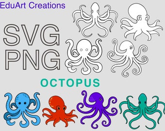 Octopus SVG, Octopus Tentacles SVG, Ocean Animals SVG, Kraken Svg, Cricut Cut Files, Silhouette Cut Files, Vector files, Digital Download