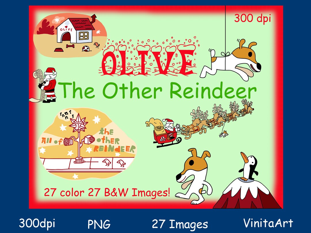 Olive the Other Reindeer Christmas Storybook Clipart Etsy
