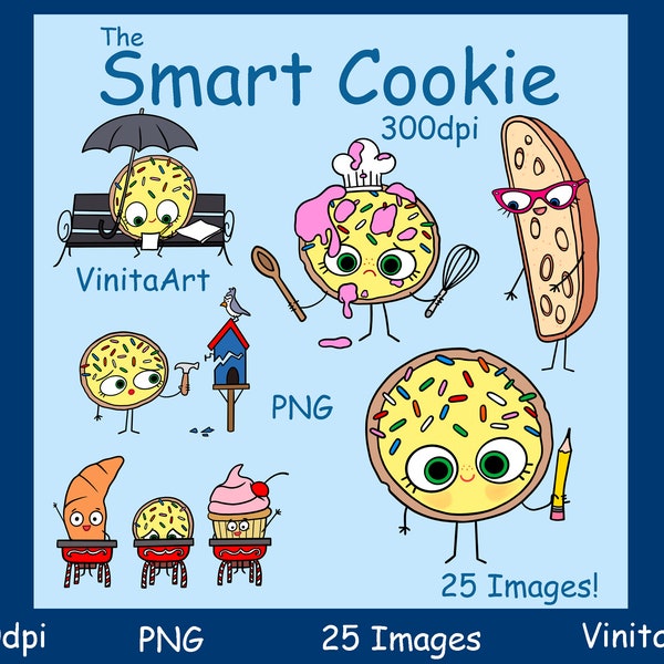 The Smart Cookie, storybook clipart, digital download, printable, coloring pages