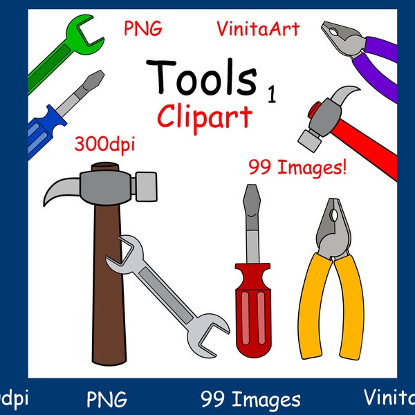 Tools, clipart, digital download, printable, Hammer, Wrench, Pliers, Screwdriver, handiman