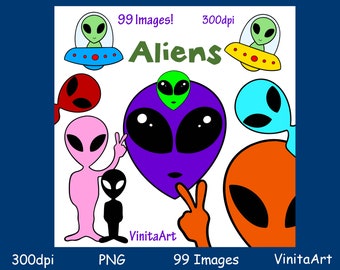 Alien clipart, digital download, printable, 99 Images, Commercial Use