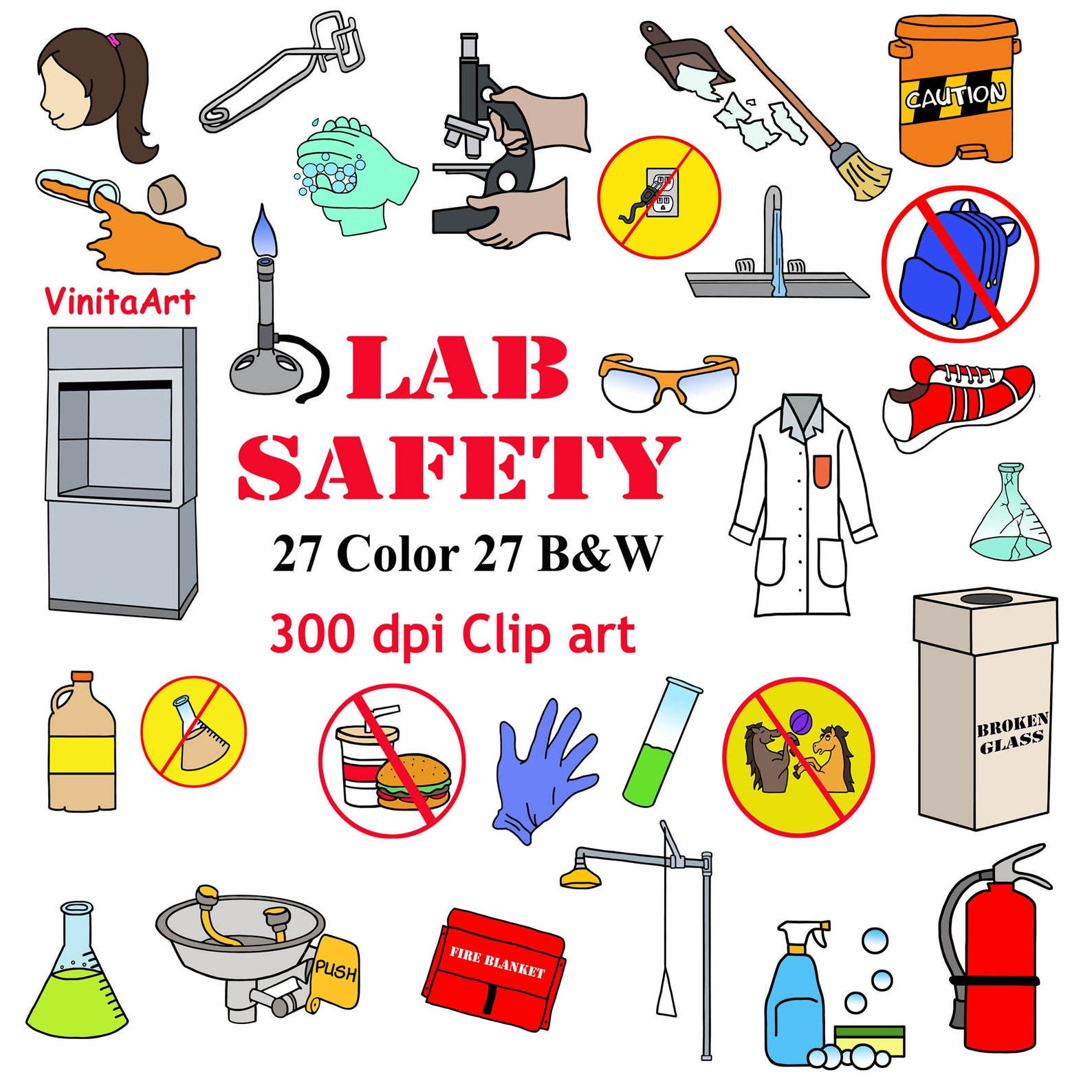 Digital Lab Safety Clip Art Safety Posters Science Lag - Etsy