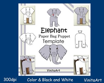Elephant Paper Bag Puppet Paper Craft Finger Puppet Kid - Etsy Sweden