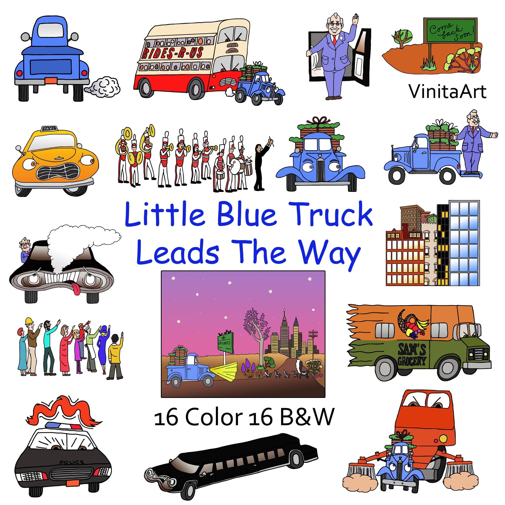 Little Blue Truck Leads the Way Story Book Clip Art Digital - Etsy