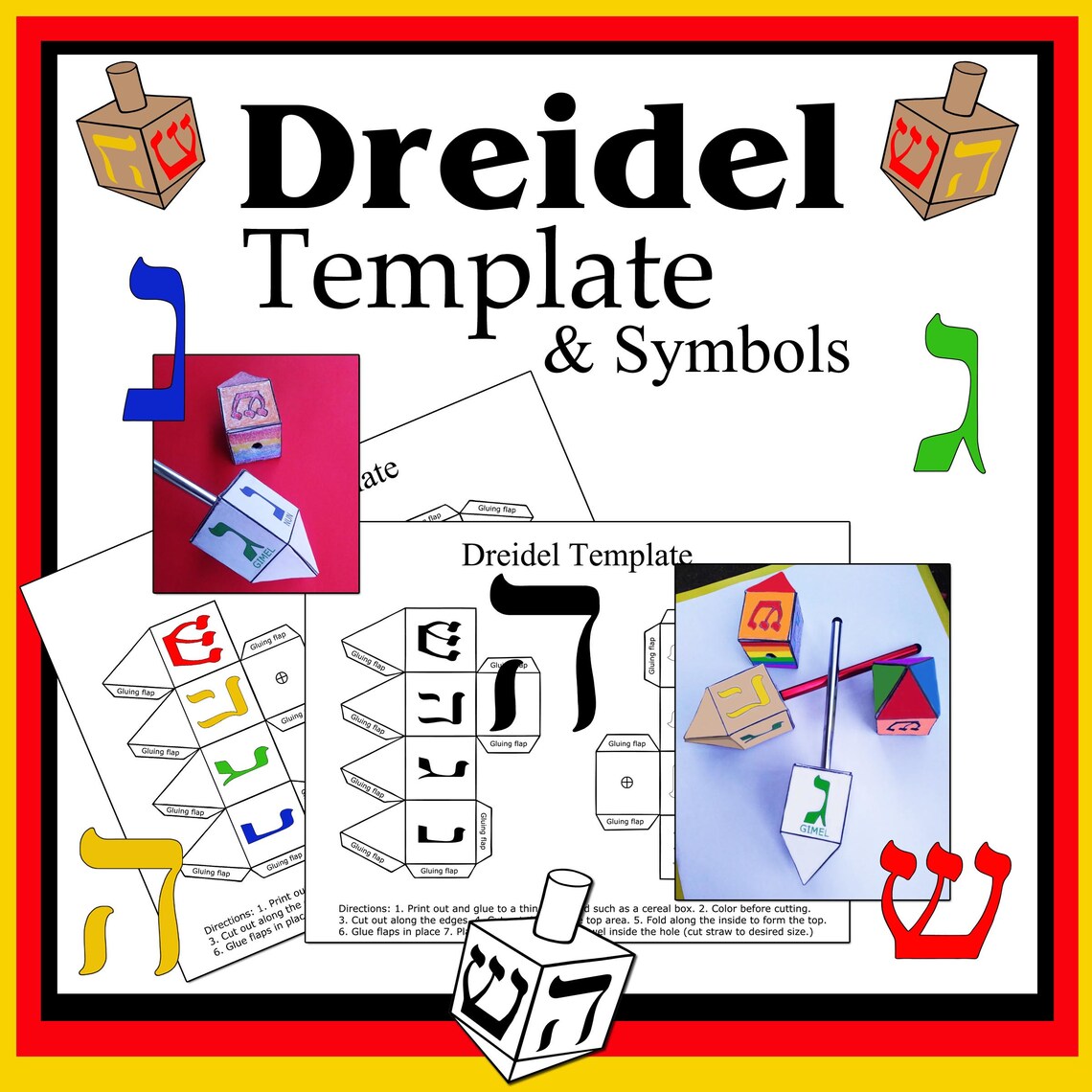 Hanukkah Clipart Dreidel Template PRINTABLES Chanukah | Etsy
