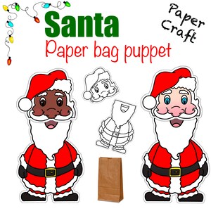Set of 5 Christmas Paper Bag Puppet Templates Holiday Digital Paper ...